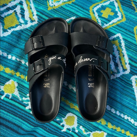 Birkenstock x Lingua Franca “Give A Damn” Leather Sandals size US 11-11.5 EU42 - Picture 1 of 14